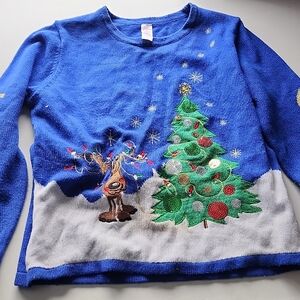 Holiday Time Blue Christmas Sweater